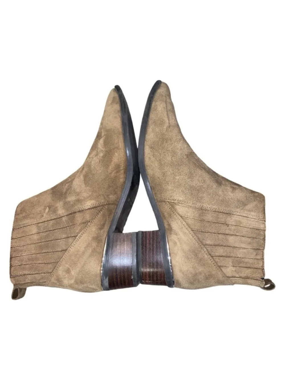 Marc Fisher Boots Womens 8 M Ankle Chelsea Heels Casual Brown Suede Pull On boho